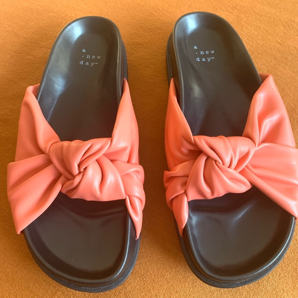 Women's Kaylin Knotted Slide Sandals - A New Day in Coral Size 6